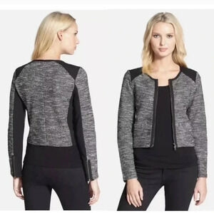 Eileen Fisher Tweed &‎ Ponte Knit Paneled Jacket 1X